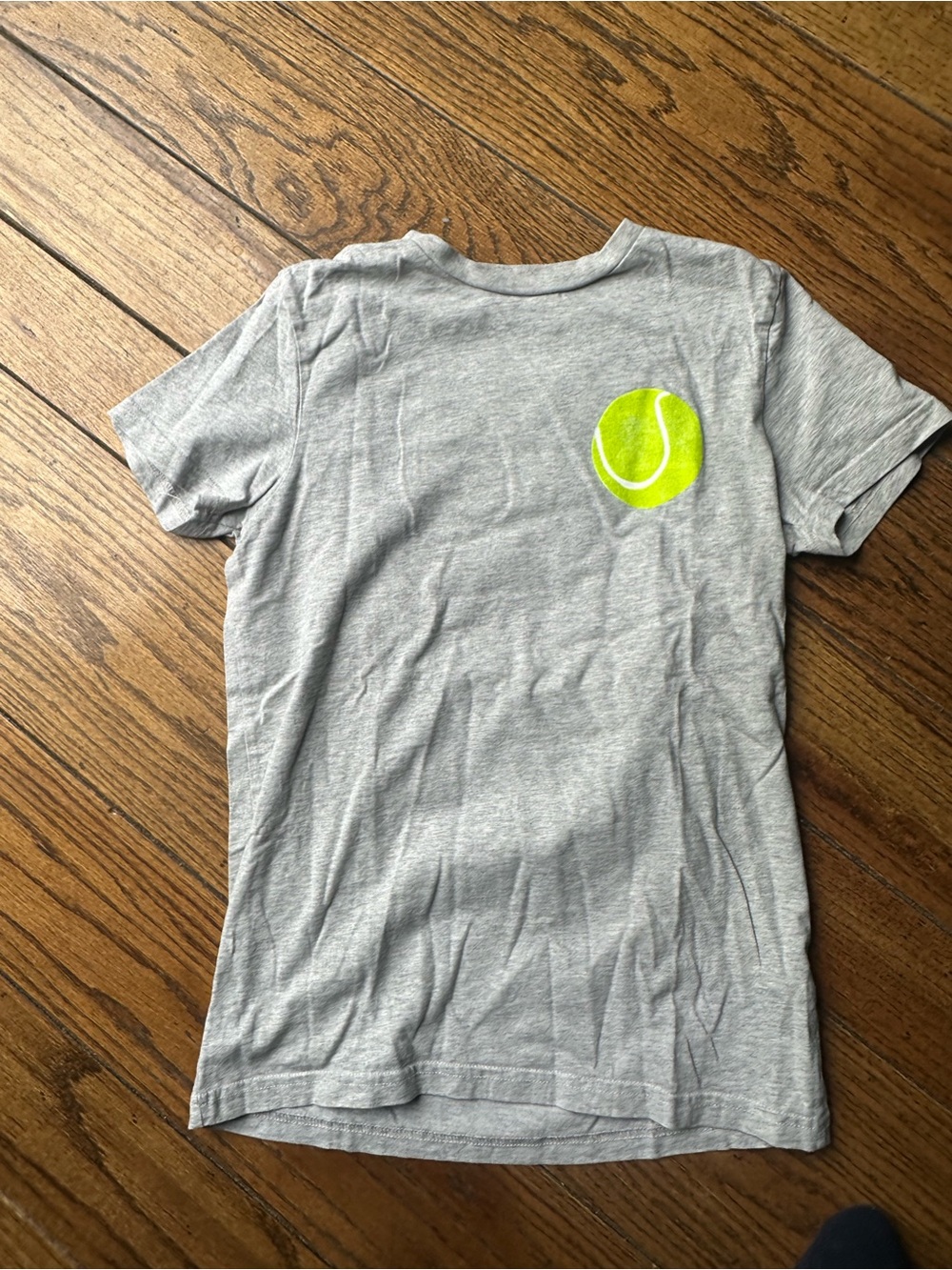 Mini Boden Grey Tee with Neon Yellow Tennis Ball Graphic size 12